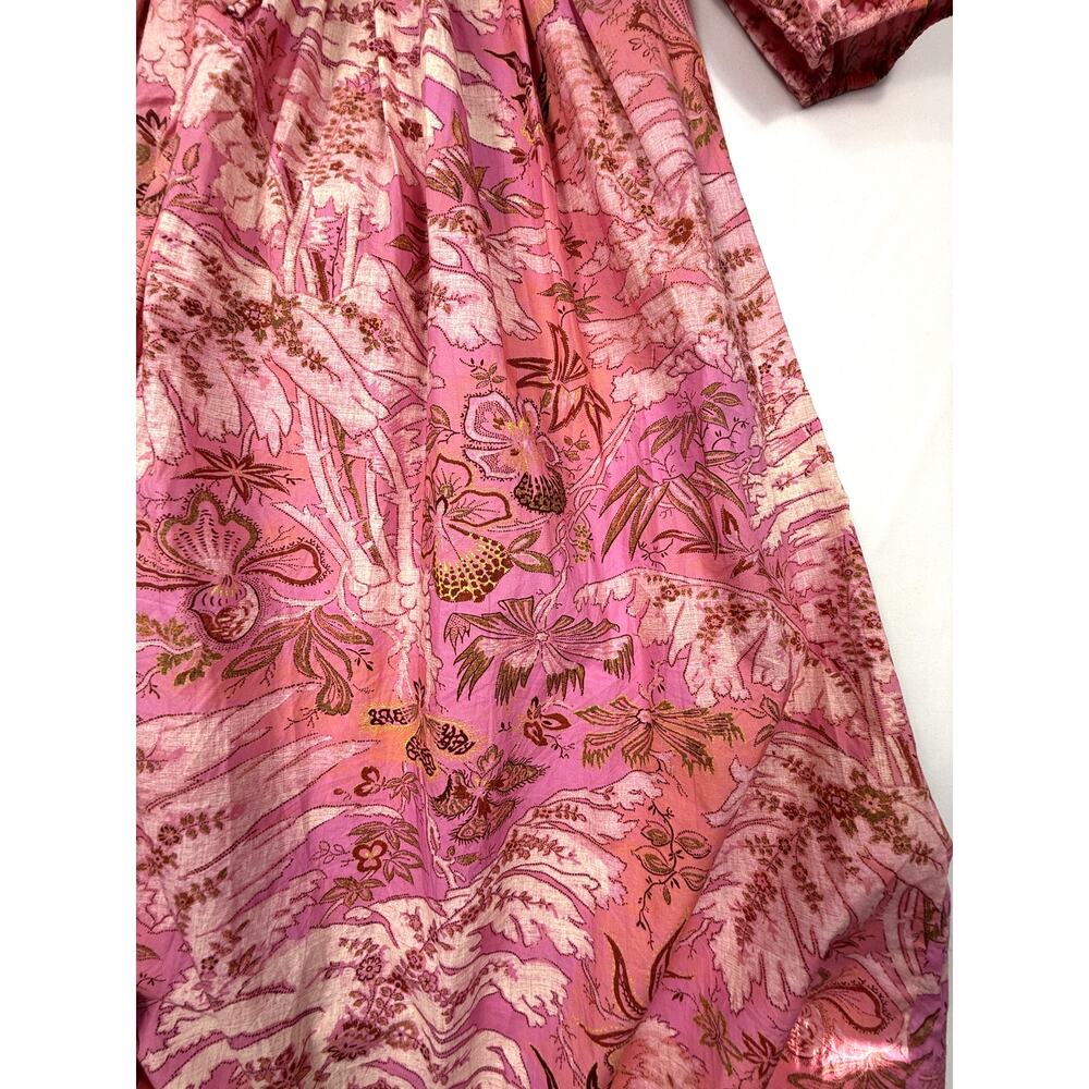Ulla Johnson Leilani Dress Sz 8 100% cotton pink & gold floral print pockets - Picture 12 of 15